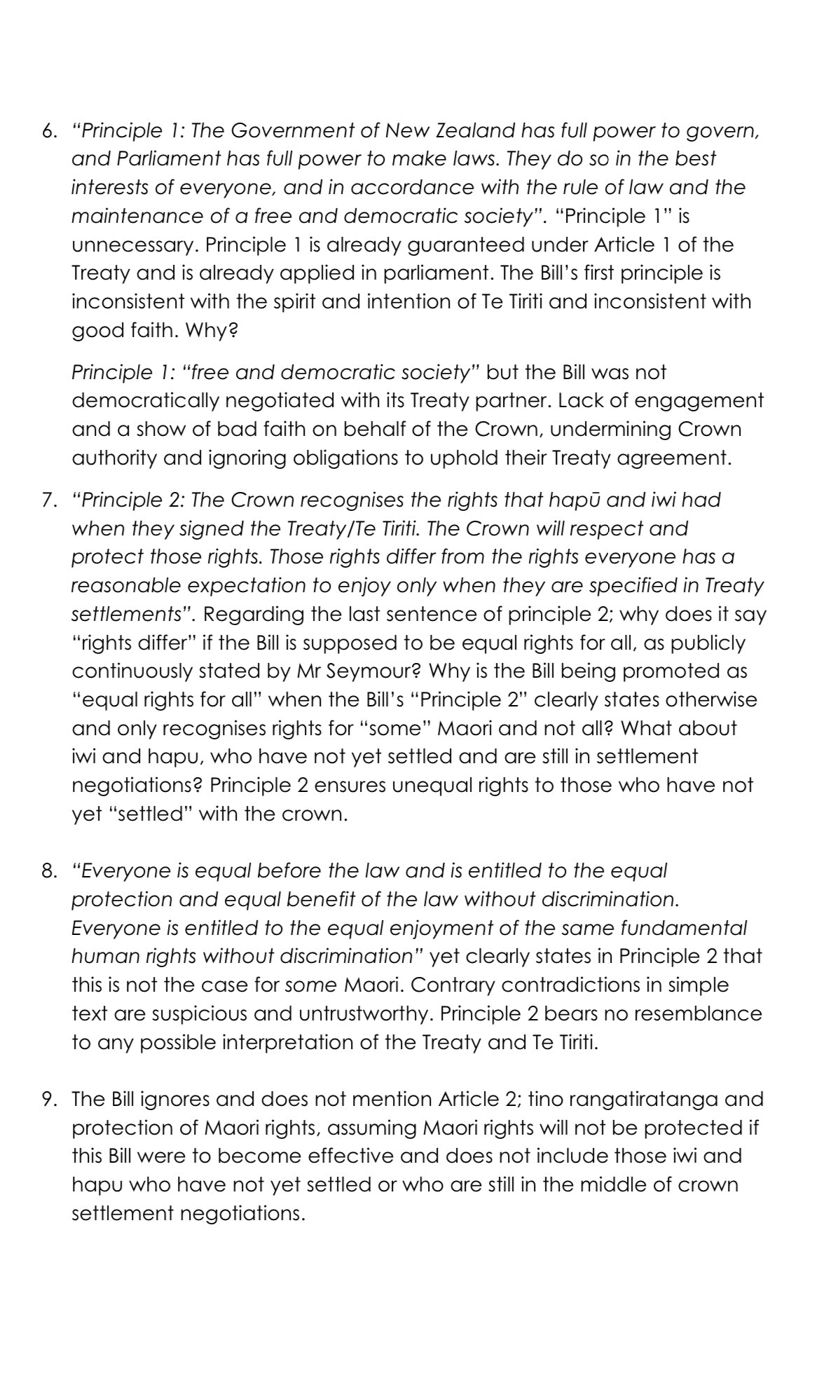 Oppose the Treaty Principles Bill submission
