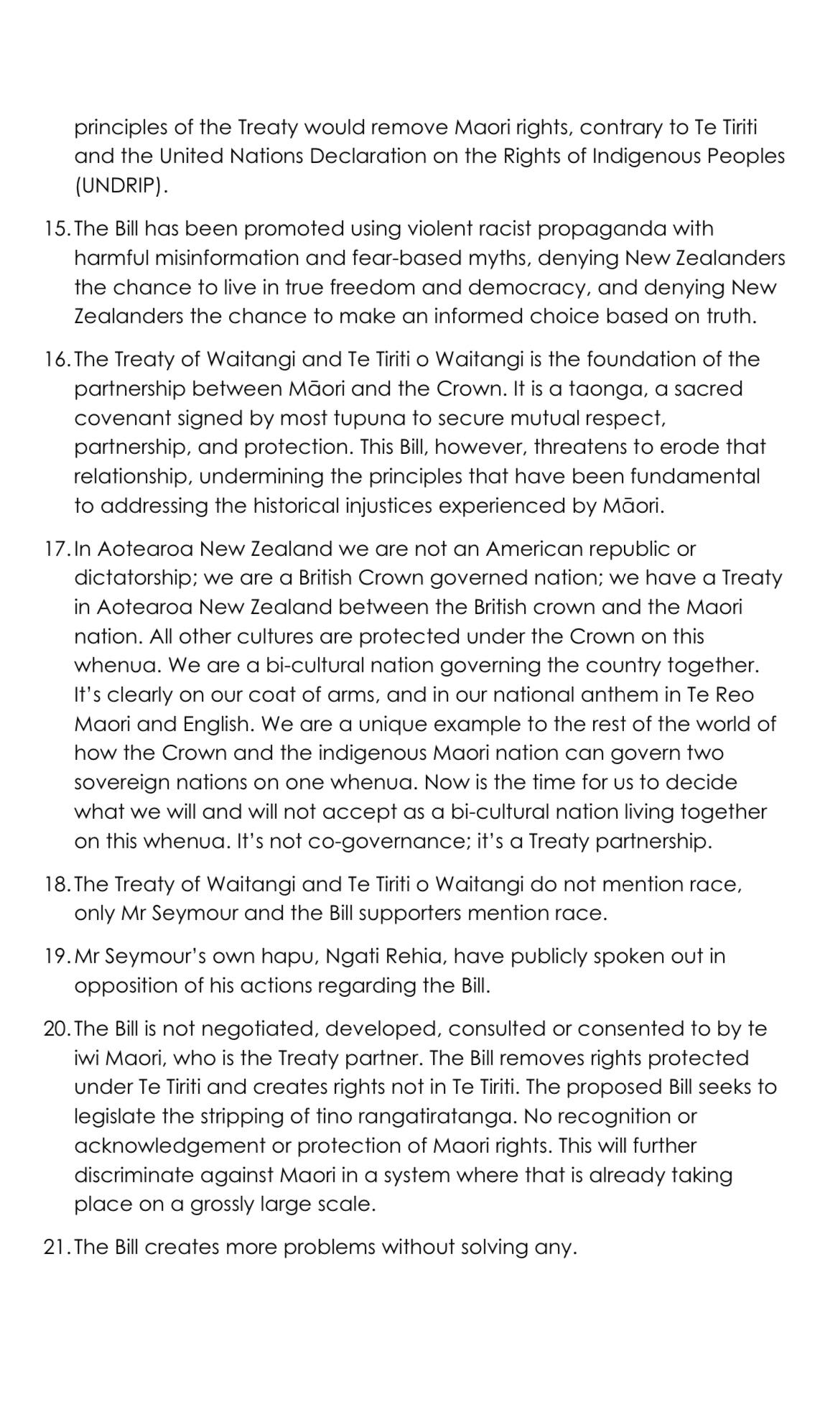 Oppose the Treaty Principles Bill submission